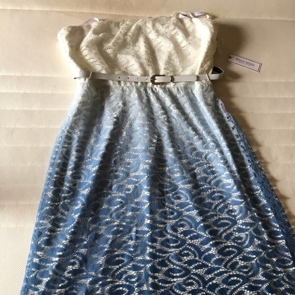 Cream and Blue Maxi Dress